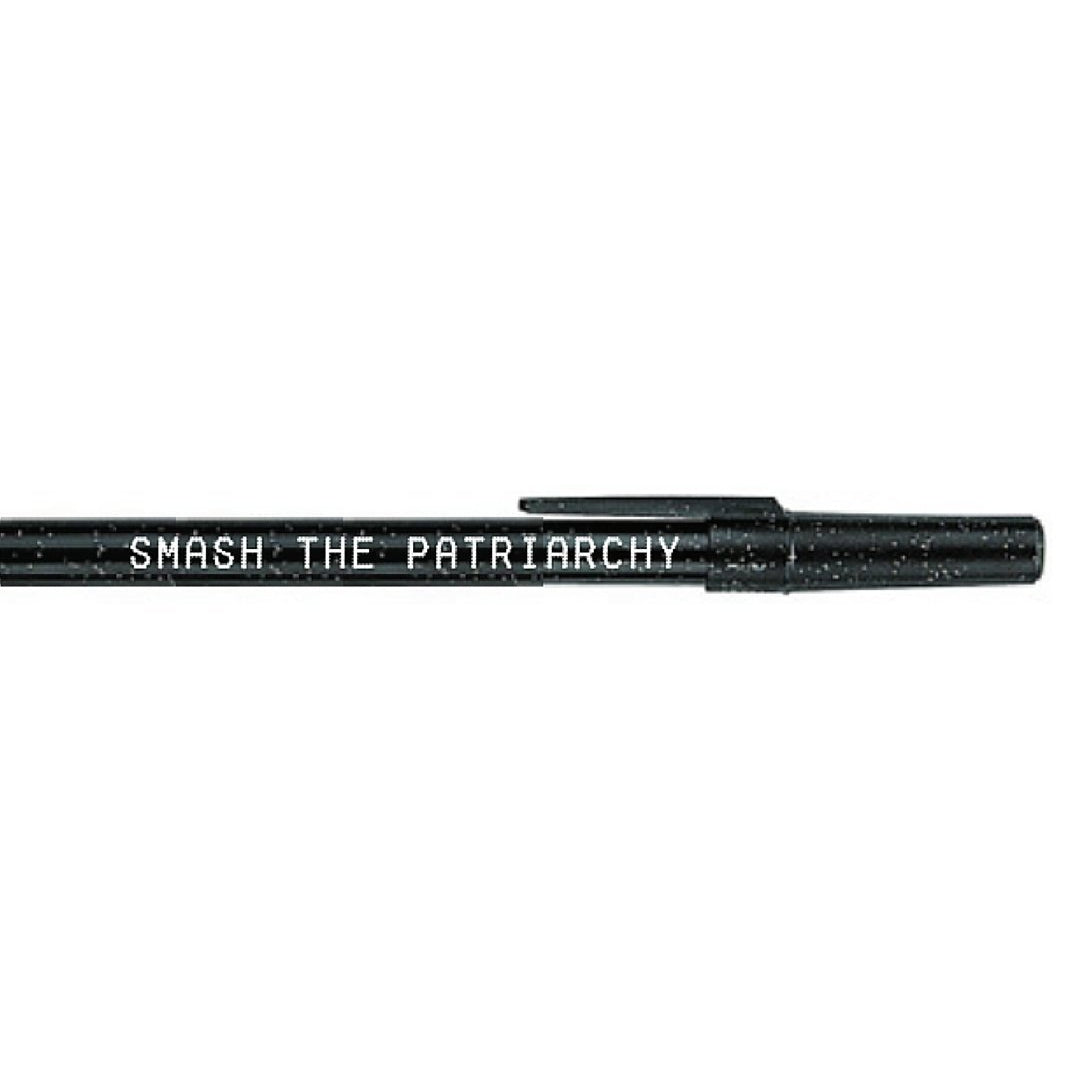 Smash the Patriarchy 6 Pens Black Sparkle Pen Pack by The Bullish Store