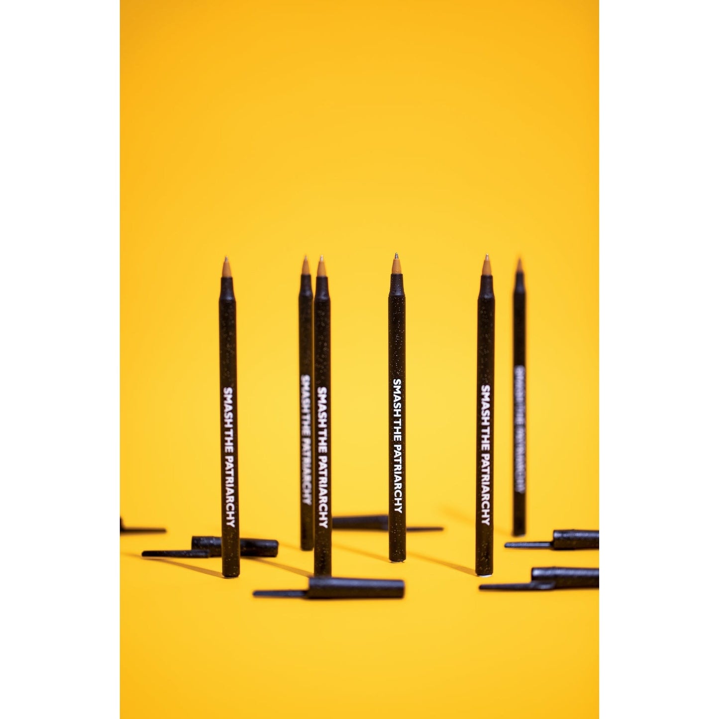 Smash the Patriarchy 6 Pens Black Sparkle Pen Pack by The Bullish Store