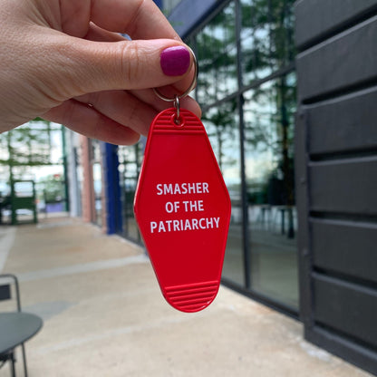 Smasher of the Patriarchy Feminist Motel Keychain in Red by The Bullish Store