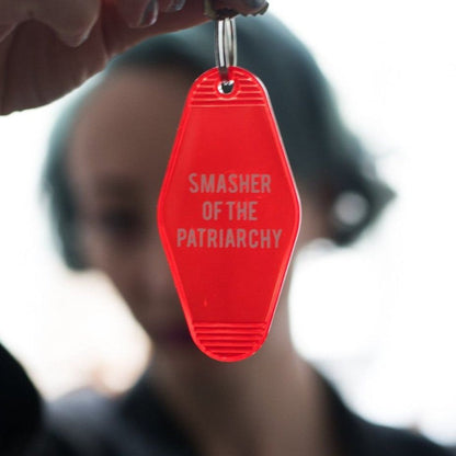 Smasher of the Patriarchy Feminist Motel Keychain in Red by The Bullish Store