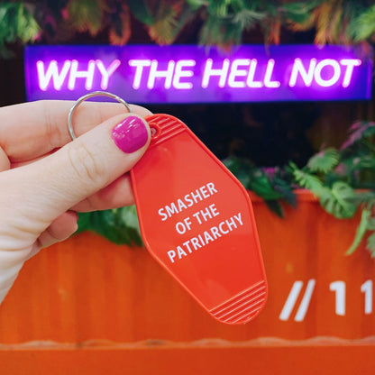 Smasher of the Patriarchy Feminist Motel Keychain in Red by The Bullish Store