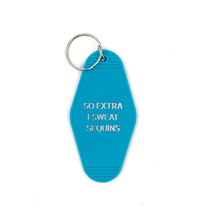 So Extra I Sweat Sequins Motel Style Keychain in Aqua by The Bullish Store