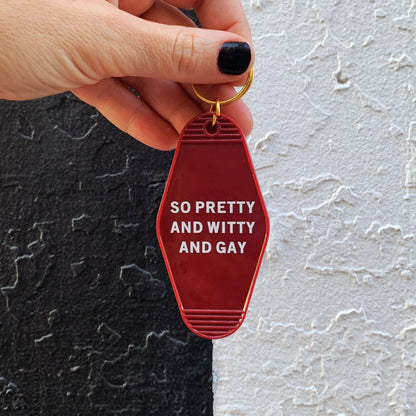 So Pretty and Witty and Gay Motel Style Keychain in Red by The Bullish Store