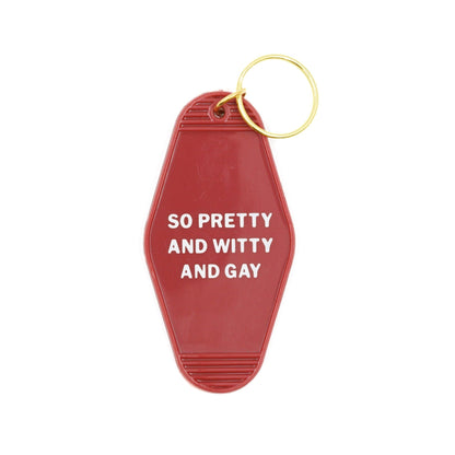 So Pretty and Witty and Gay Motel Style Keychain in Red by The Bullish Store