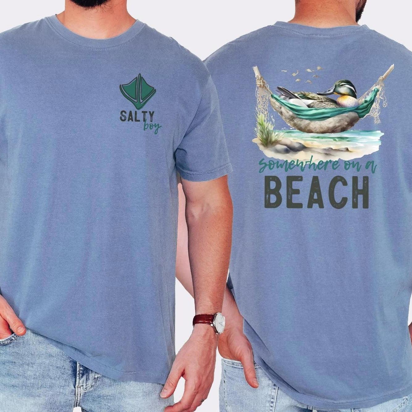 Somewhere On The Beah Duck Tee by Crafty Casey's