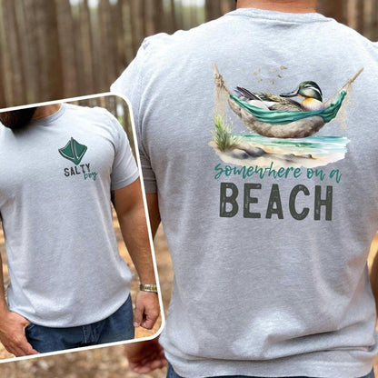 Somewhere On The Beah Duck Tee by Crafty Casey's