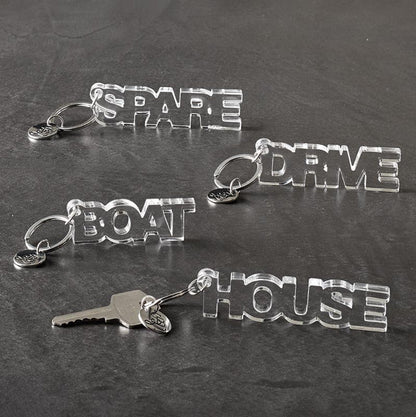 Spare Acrylic Keychain | Clear Word Shaped Key Holder | 3.5"L x 1"H by The Bullish Store