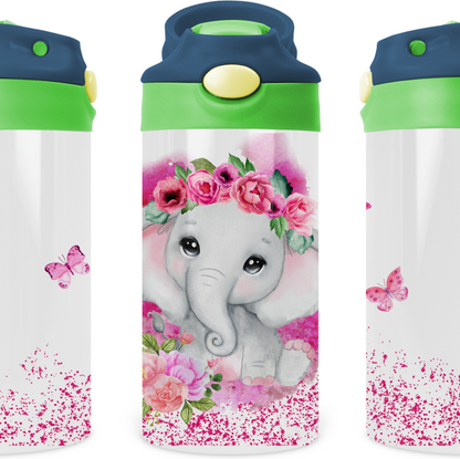 Sparkle Baby Elephant Kids 12 oz Water Bottle Flip Top by Crafty Casey's