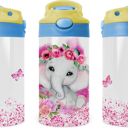 Sparkle Baby Elephant Kids 12 oz Water Bottle Flip Top by Crafty Casey's