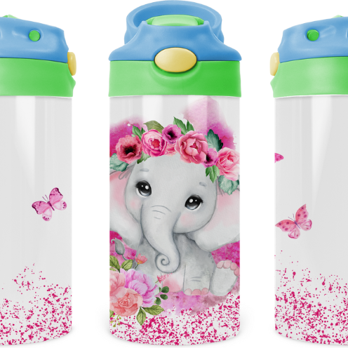 Sparkle Baby Elephant Kids 12 oz Water Bottle Flip Top by Crafty Casey's