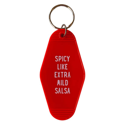 Spicy Like Extra Mild Salsa Motel Style Keychain in Red by The Bullish Store