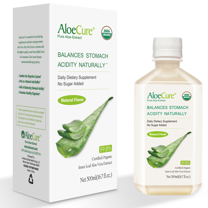 Pure Aloe Vera Juice Natural Flavor - USDA Certified Organic by AloeCure