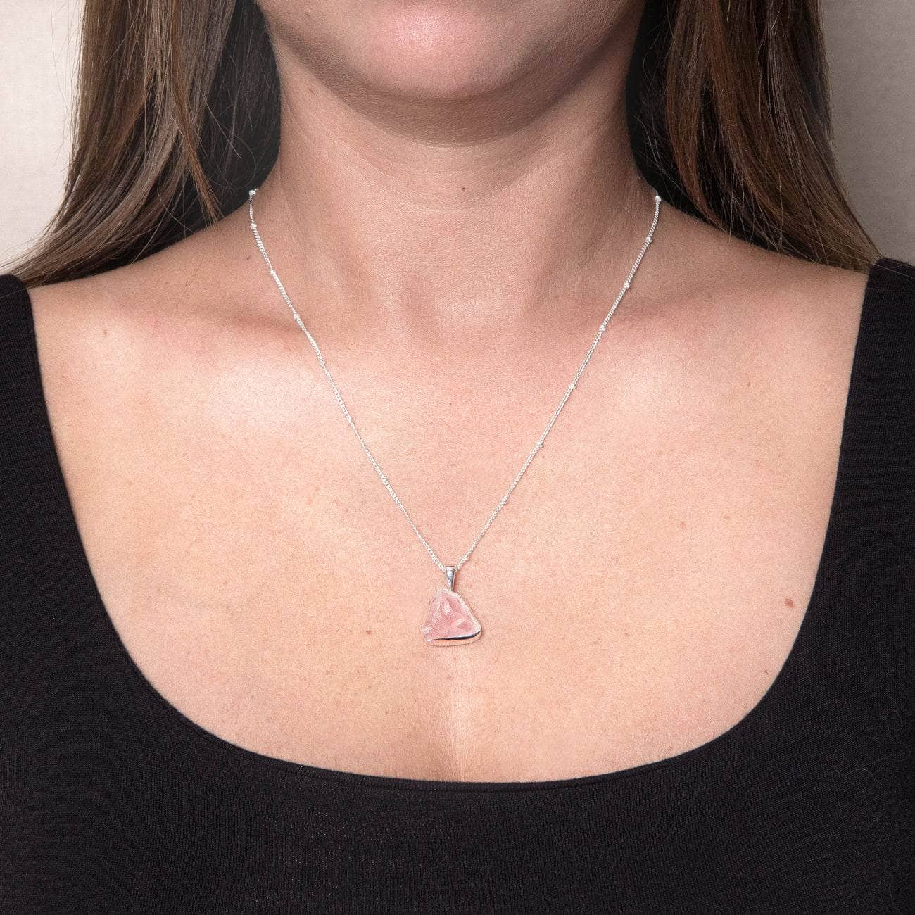 Rose Quartz Raw Crystal Necklace by Tiny Rituals