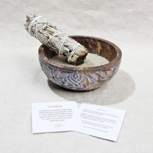 Soapstone Carved Smudge Bowl Kit by Tiny Rituals