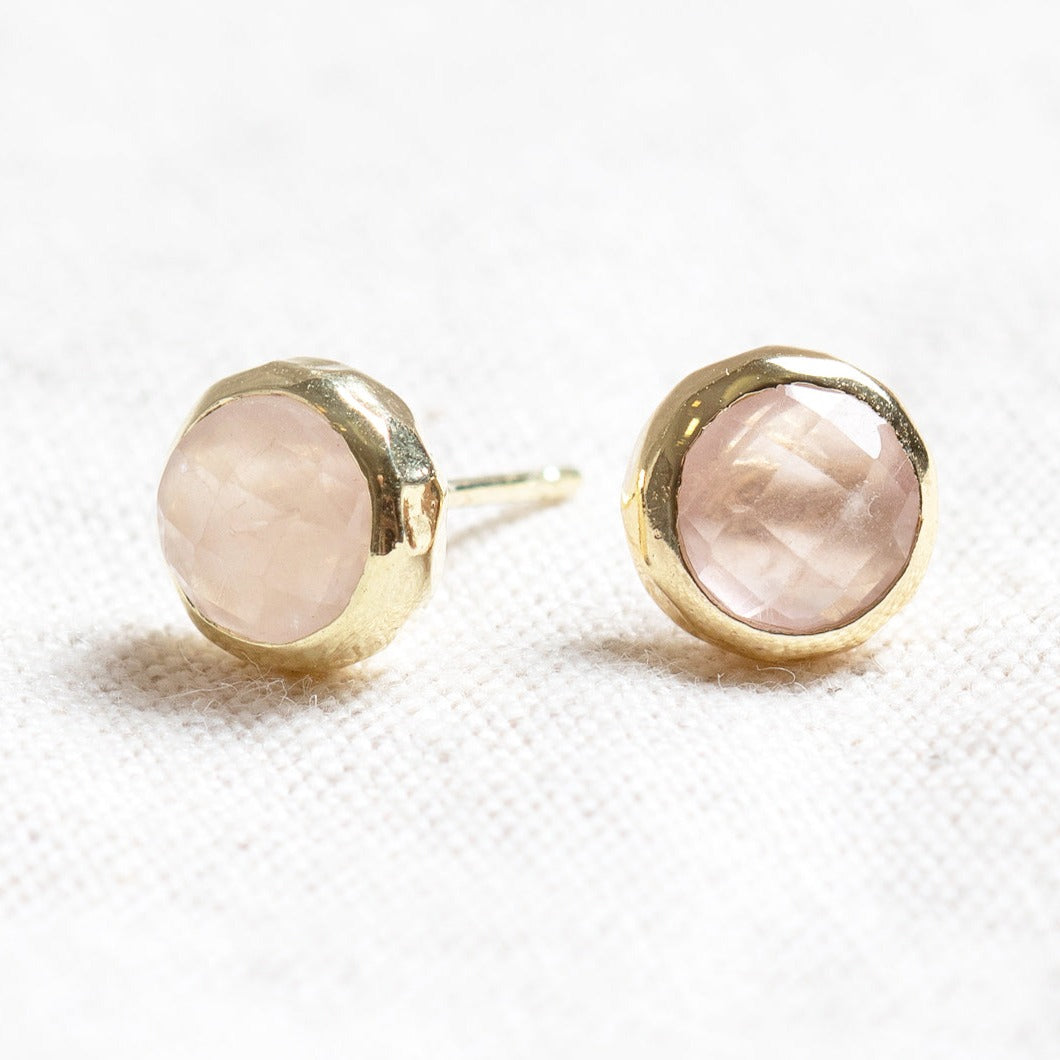 Rose Quartz Silver or Gold Stud Earring by Tiny Rituals