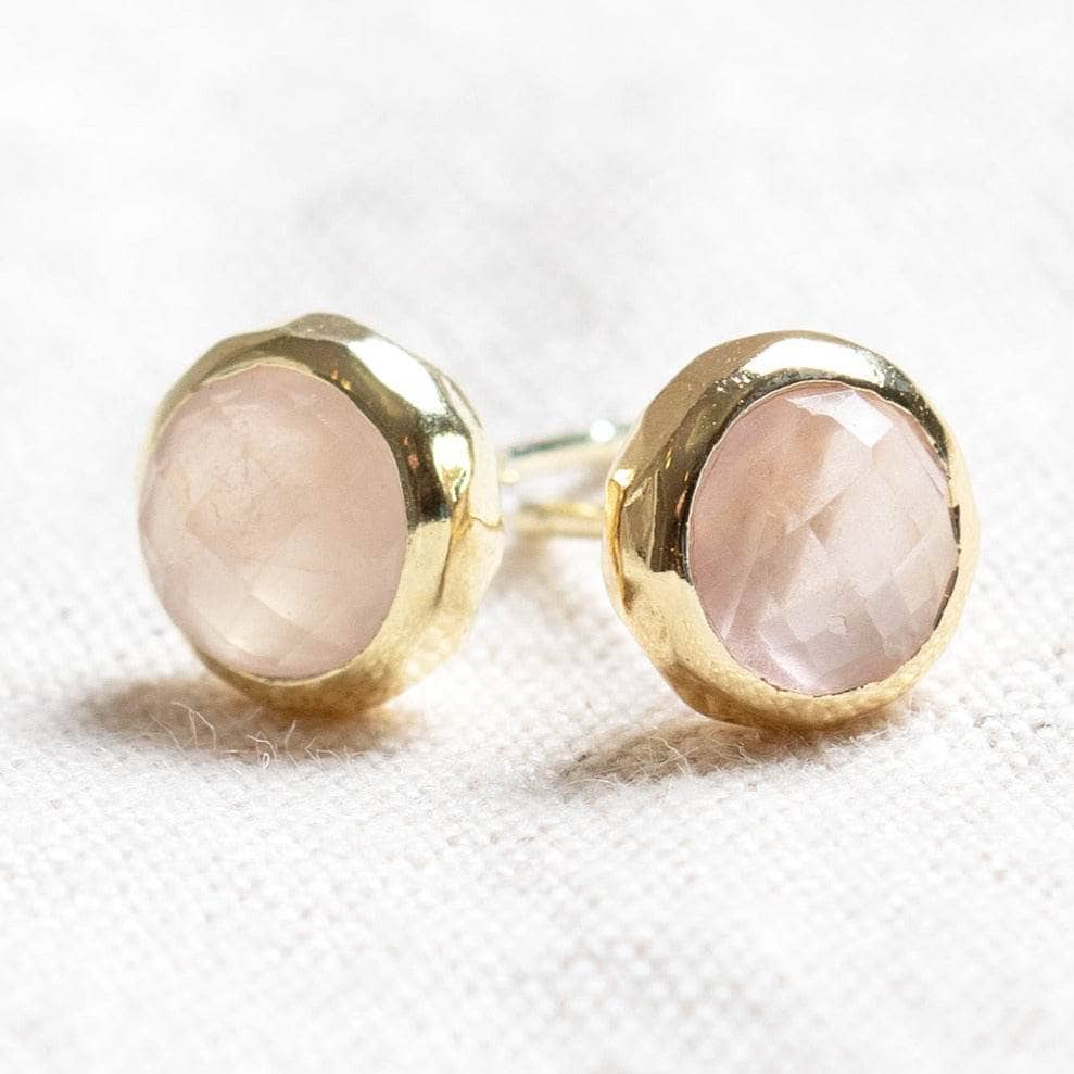 Rose Quartz Silver or Gold Stud Earring by Tiny Rituals