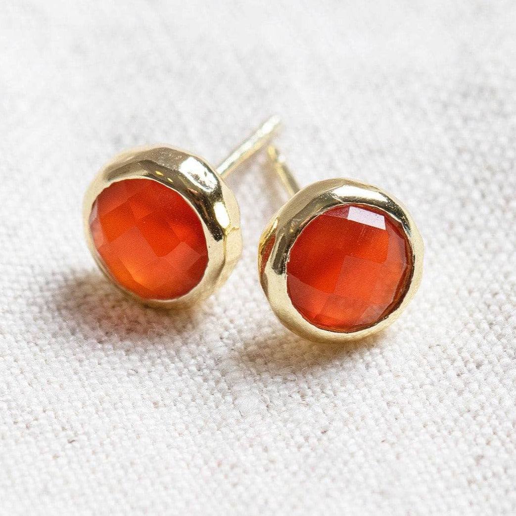 Carnelian Silver or Gold Stud Earrings by Tiny Rituals