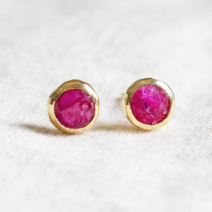 Ruby Silver or Gold Stud Earrings by Tiny Rituals