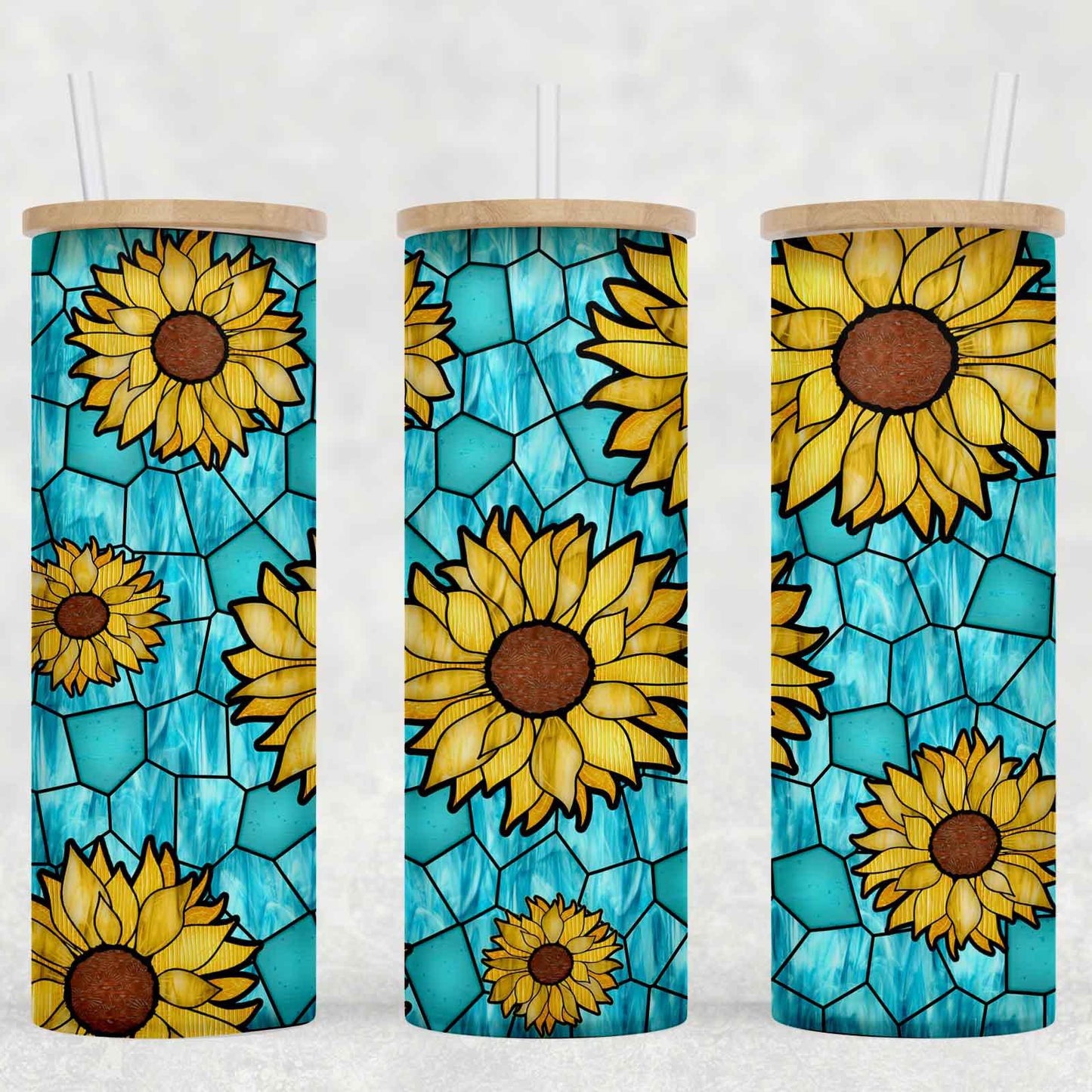 Sunflower Stain Glass Tumbler by Crafty Casey's