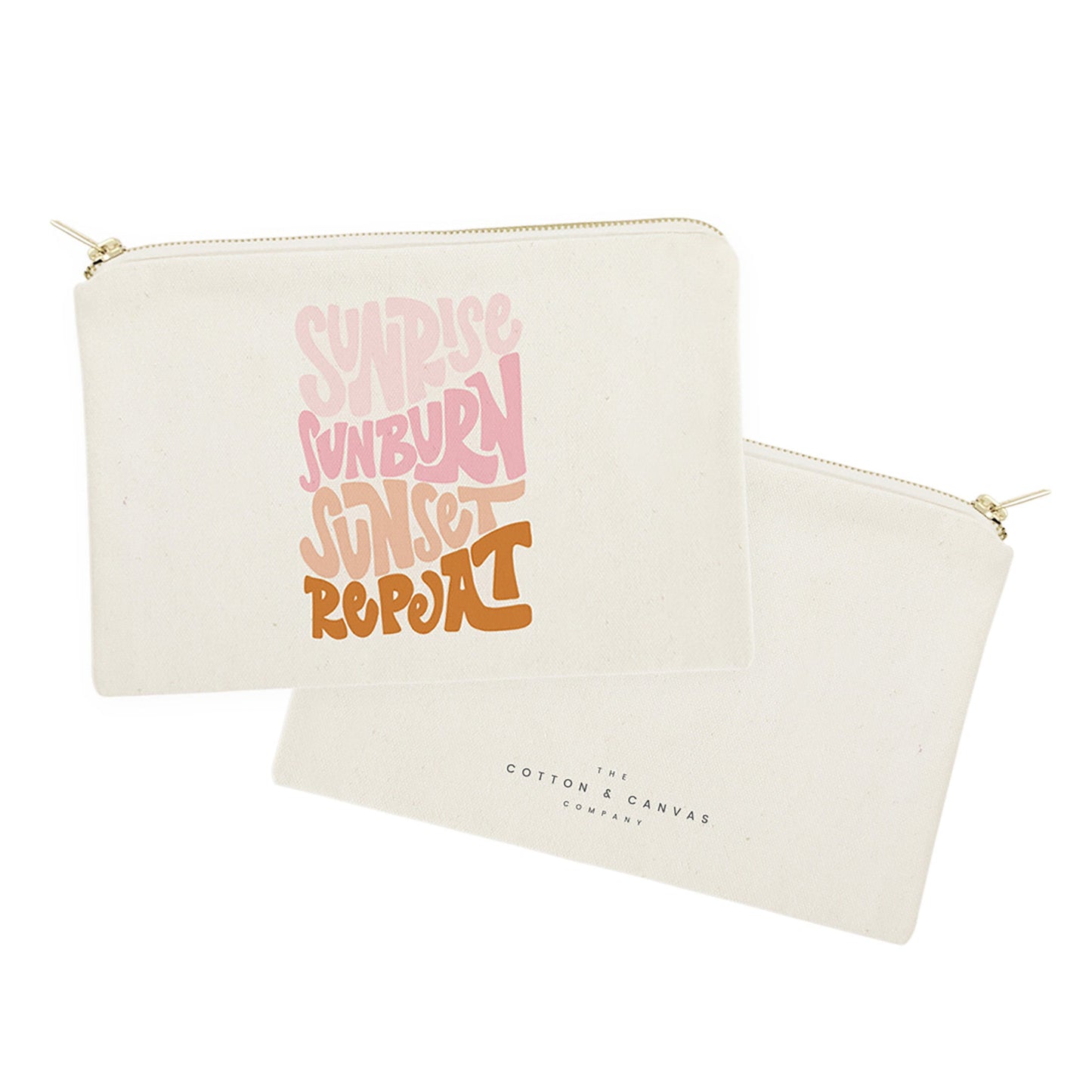 Sunrise Sunburn Sunset Repeat Cotton Canvas Cosmetic Bag by The Cotton & Canvas Co.