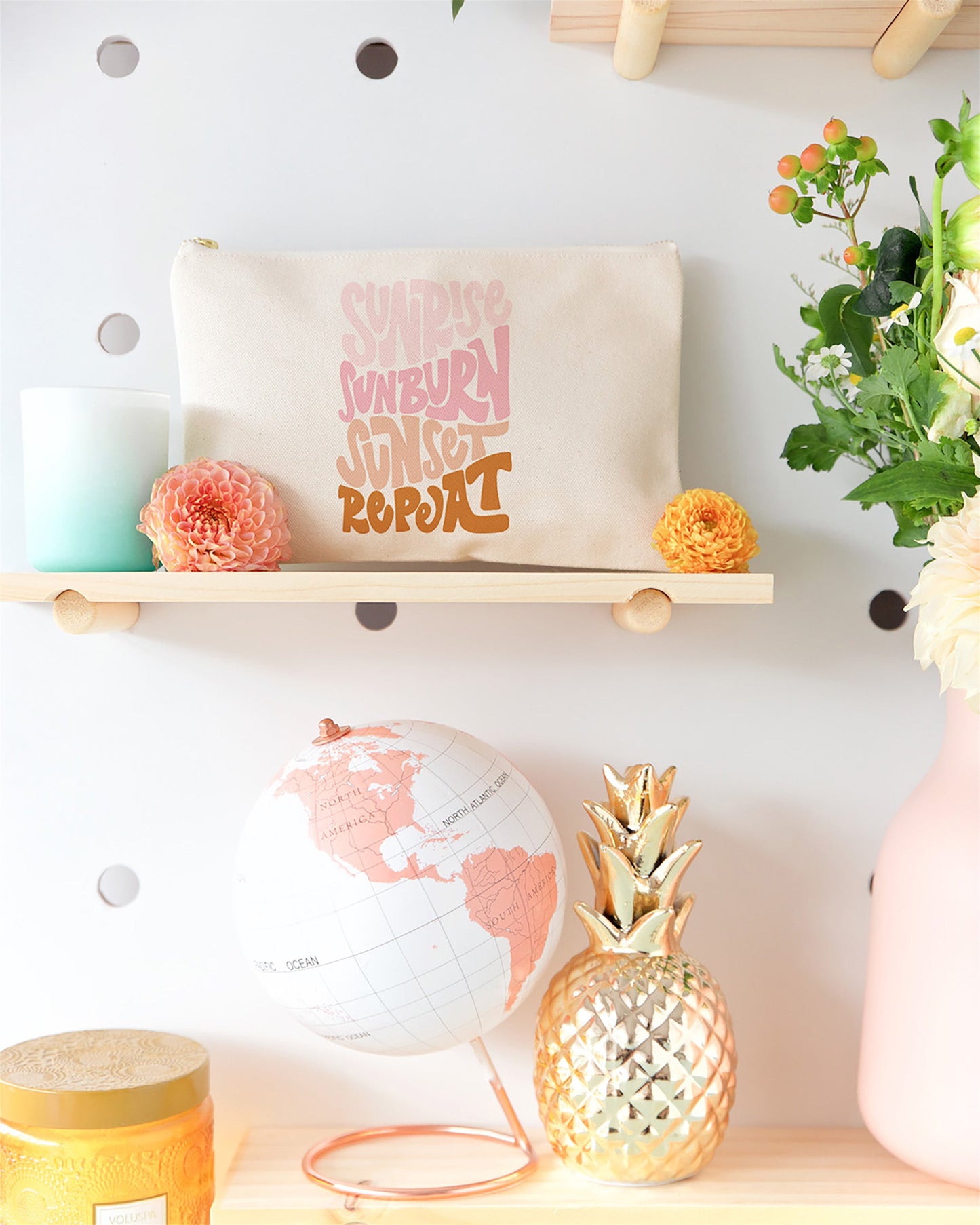 Sunrise Sunburn Sunset Repeat Cotton Canvas Cosmetic Bag by The Cotton & Canvas Co.