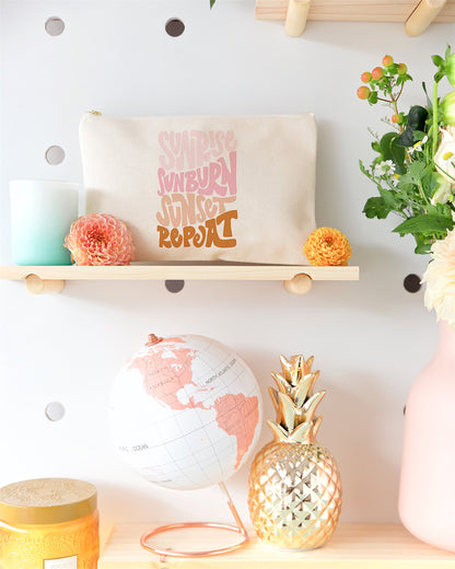 Sunrise Sunburn Sunset Repeat Cotton Canvas Cosmetic Bag by The Cotton & Canvas Co.