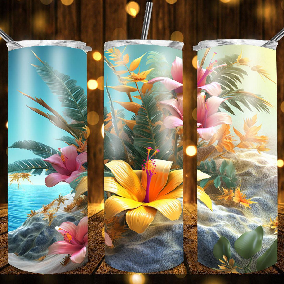 Sunshine Lilley's By The Beach Drink Tumbler by Crafty Casey's