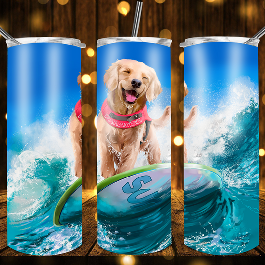 Surffing The Sea Puppie Tumbler by Crafty Casey's