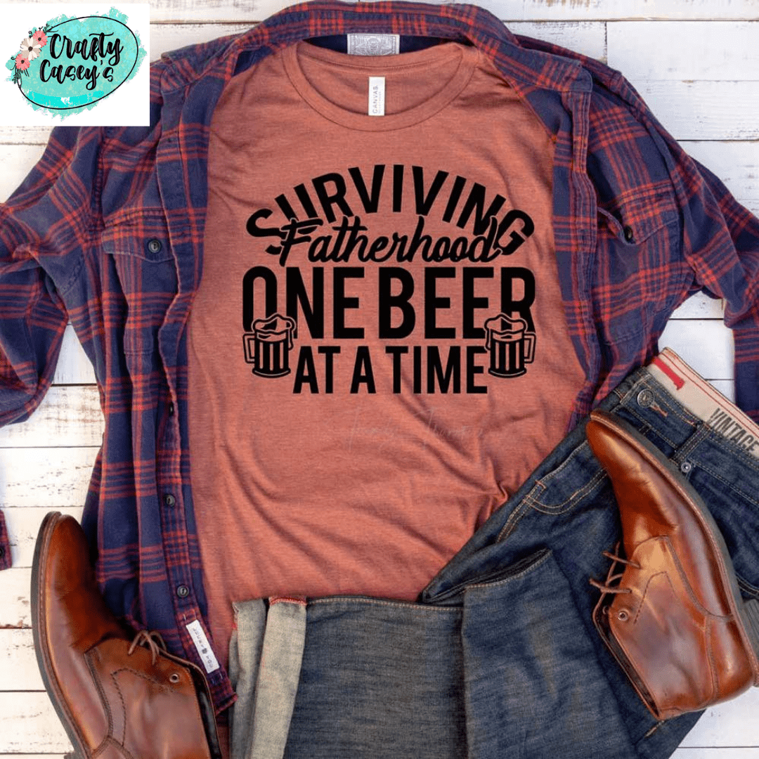 Surviving Fatherhood One Beer At A Time-Father's Day-Unisex T-shirts by Crafty Casey's