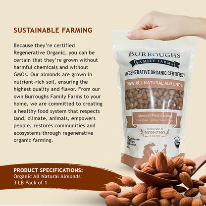 Regenerative Organic All Natural Almonds | 3 Pound by Burroughs Family Farms