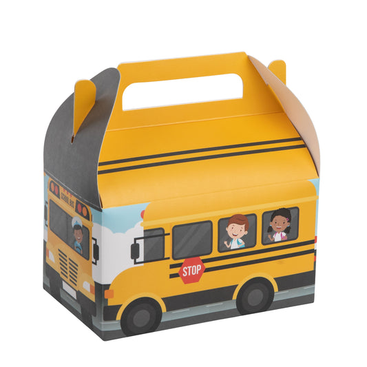 School Bus Paper Treat Box Birthday, Preschool Orientation and Holiday Party Decor 6.25x3.75x3.5 Inches 20 Pack by Hammont