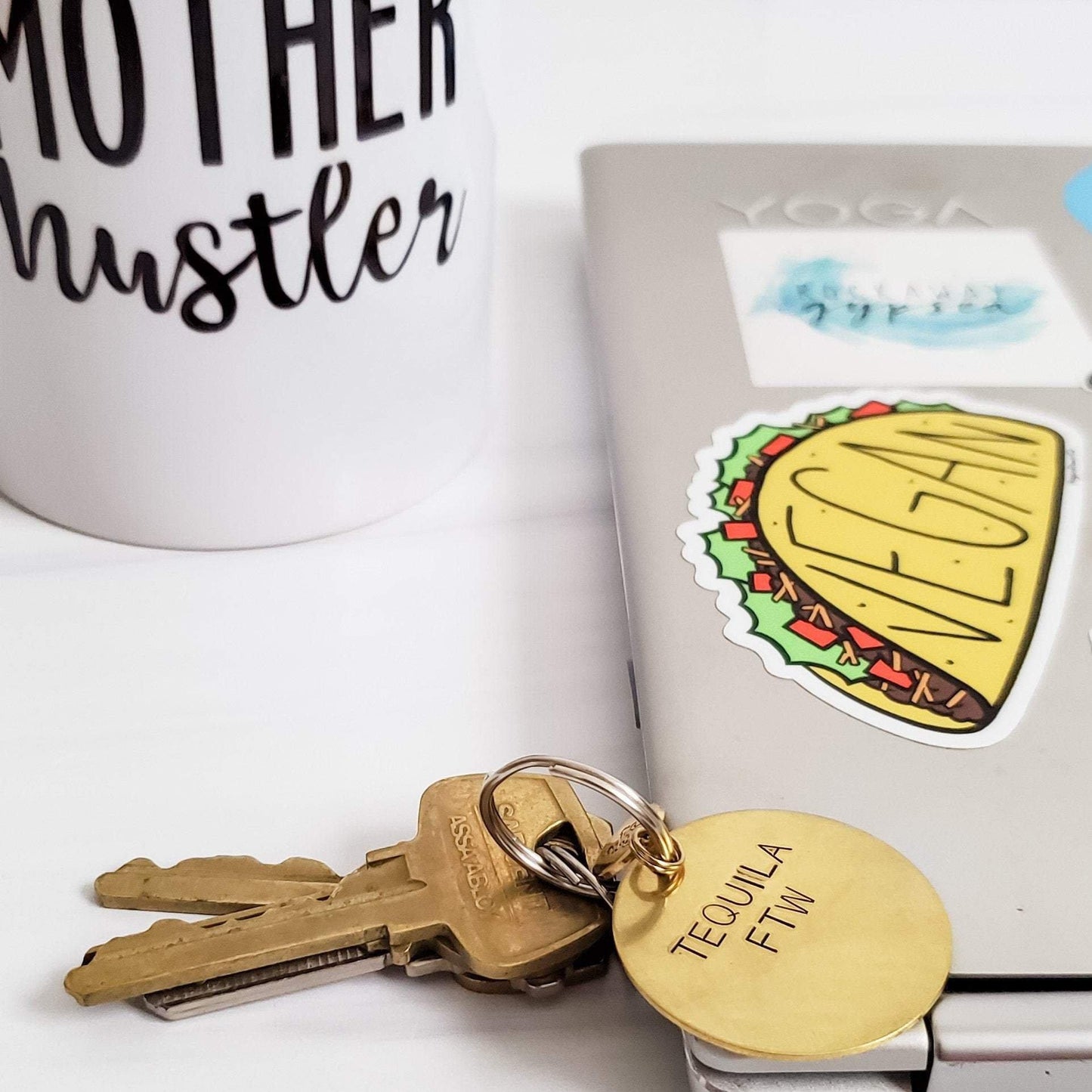 THE FUTURE IS VEGAN Brass Disc Keychain by Salt and Sparkle