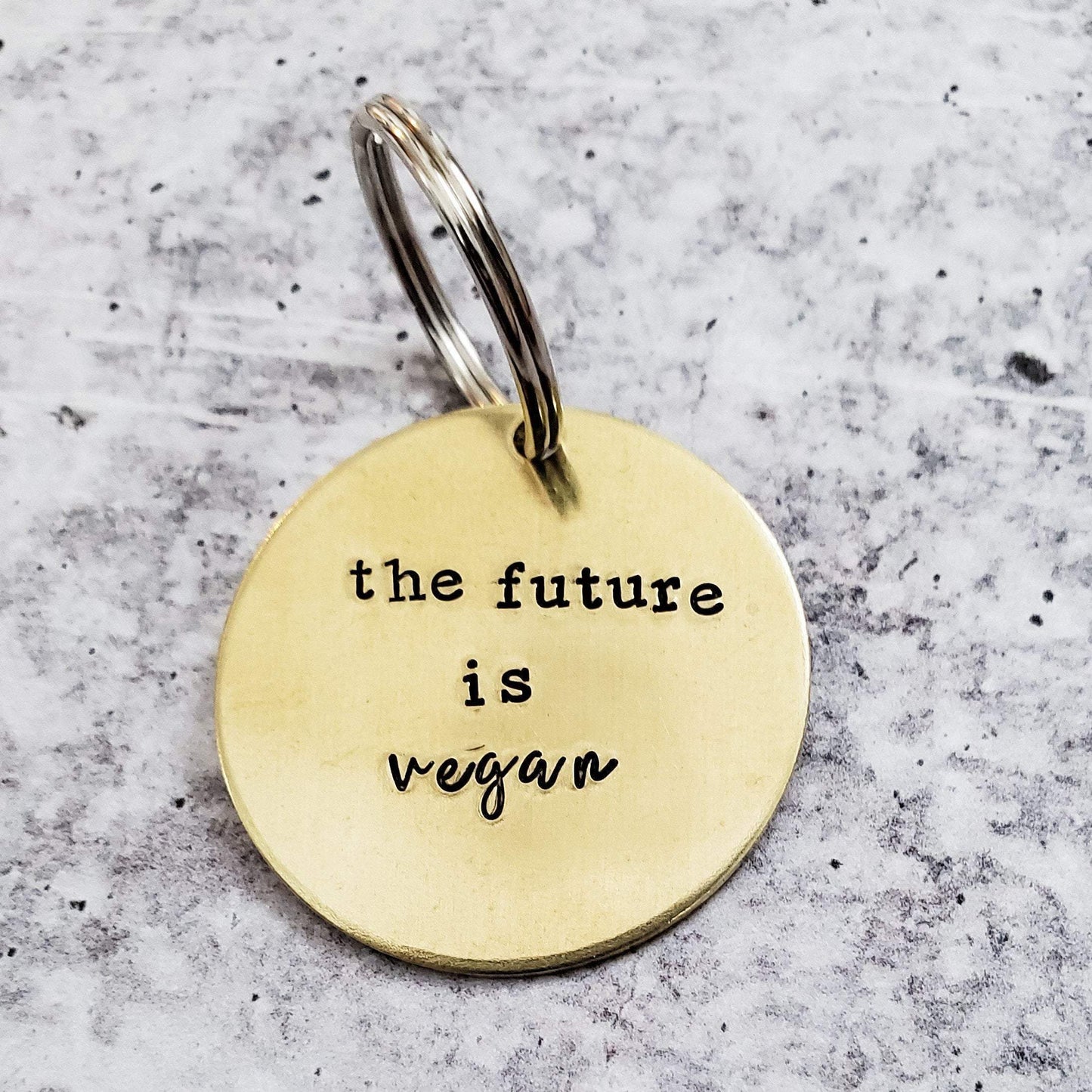 THE FUTURE IS VEGAN Brass Disc Keychain by Salt and Sparkle