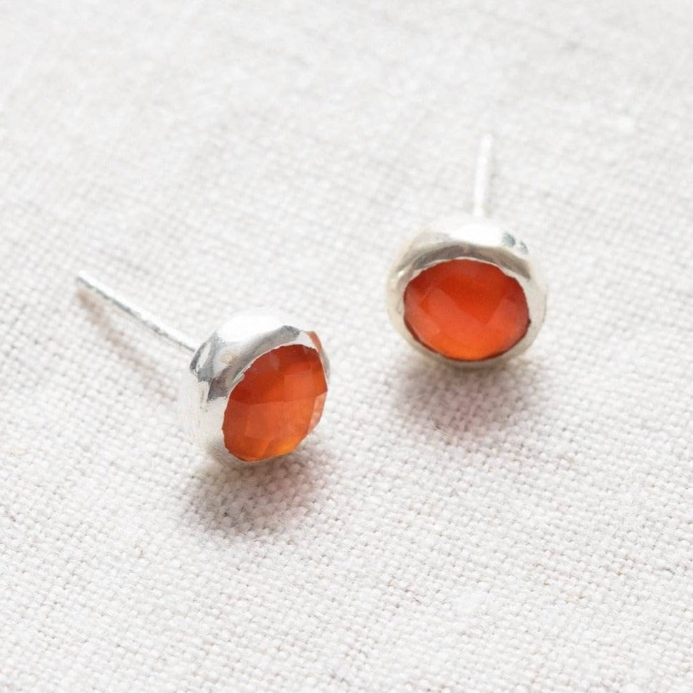 Carnelian Silver or Gold Stud Earrings by Tiny Rituals