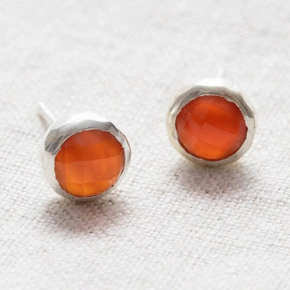 Carnelian Silver or Gold Stud Earrings by Tiny Rituals