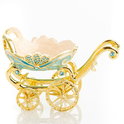 Turquoise vintage Baby Carriage Trinket Box stroller by Keren Kopal