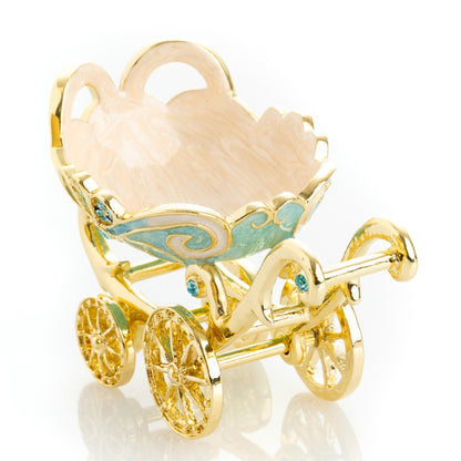 Turquoise vintage Baby Carriage Trinket Box stroller by Keren Kopal