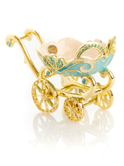 Turquoise vintage Baby Carriage Trinket Box stroller by Keren Kopal