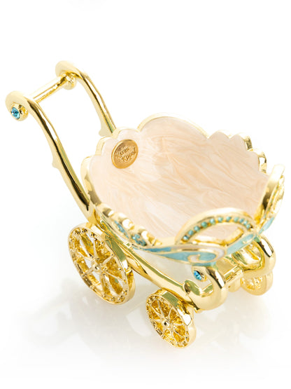 Turquoise vintage Baby Carriage Trinket Box stroller by Keren Kopal