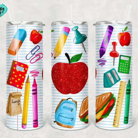 Teacher Apple, Pencil Daily Task Tumbler by Crafty Casey's