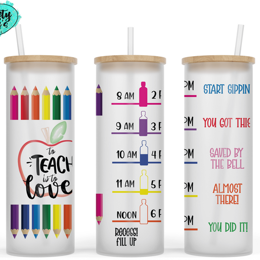 Teacher Inspire Glass Tumbler by Crafty Casey's