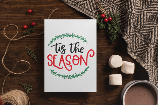 Tis the season Christmas Seasonal Hammered Card & Envelope by WinsterCreations™ Official Store