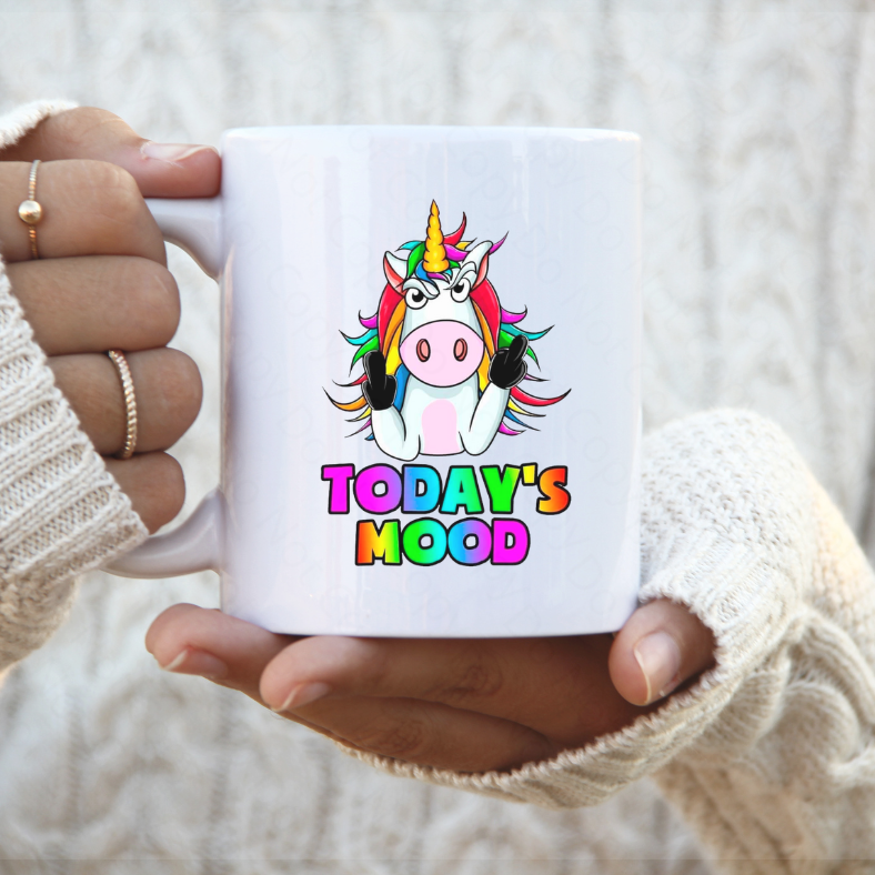 Today's Mood Funny Unicorn Coffee Mug by Crafty Casey's