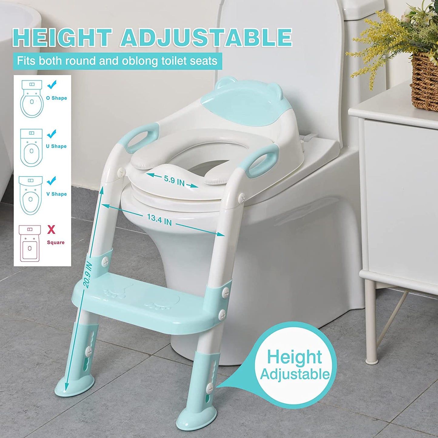 Potty Training Seat Toddler Toilet Seat Step Stool Ladder Toddlers (Blue) _mkpt44 by Js House