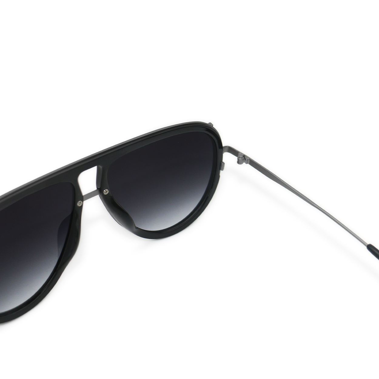 Ivy Luxe - Black Tangle-Free Round Aviator Sunglasses by TopFoxx