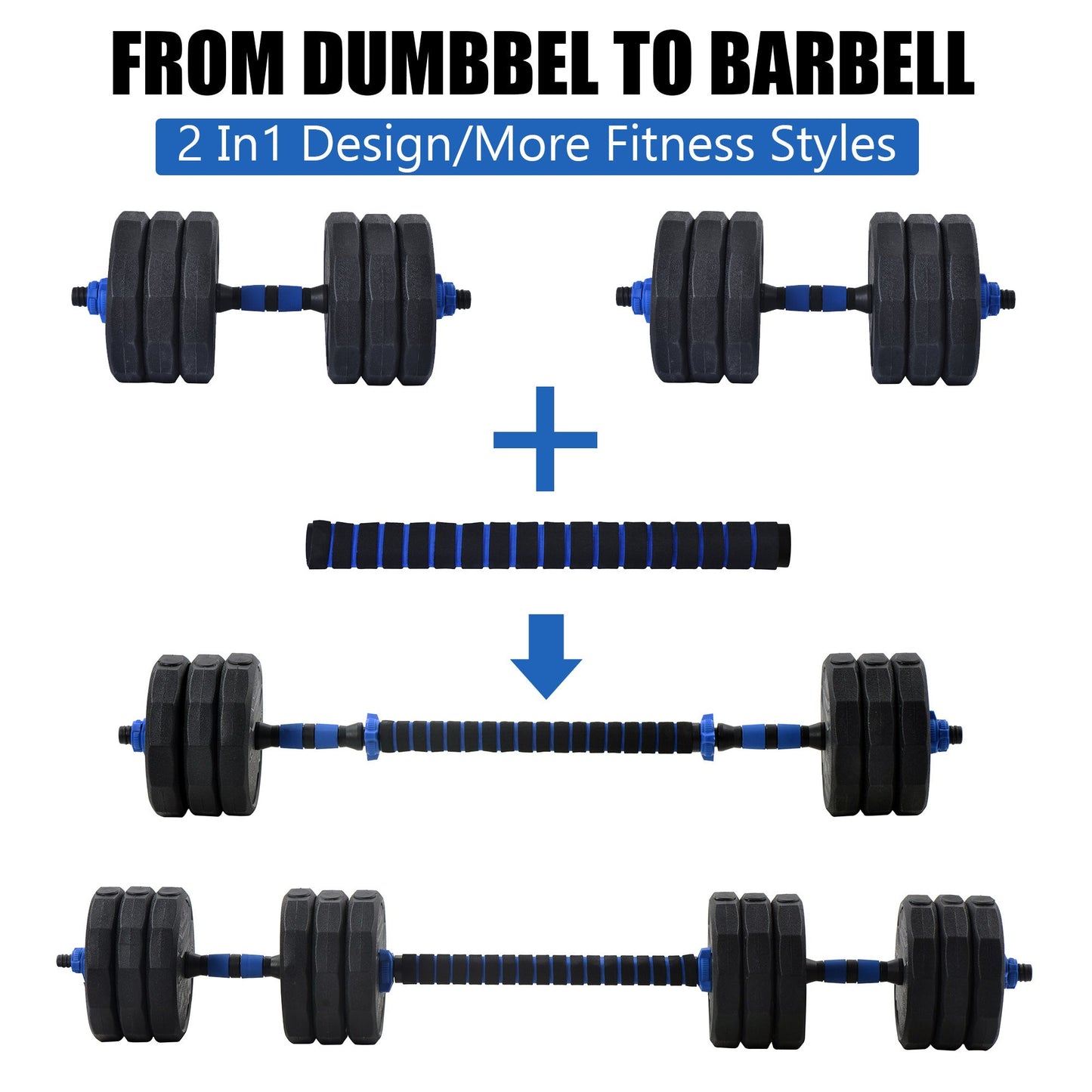 (Total 58lbs, 29lbs each) Adjustable Dumbbell Barbell Weight Pair TOTAL 58 LBS, Dumbells weights Set, Free Weights Dumbbells 2 in 1 sets with connector, Adjustable Weights Dumbbells Set for Home Gym THEGSND LLC