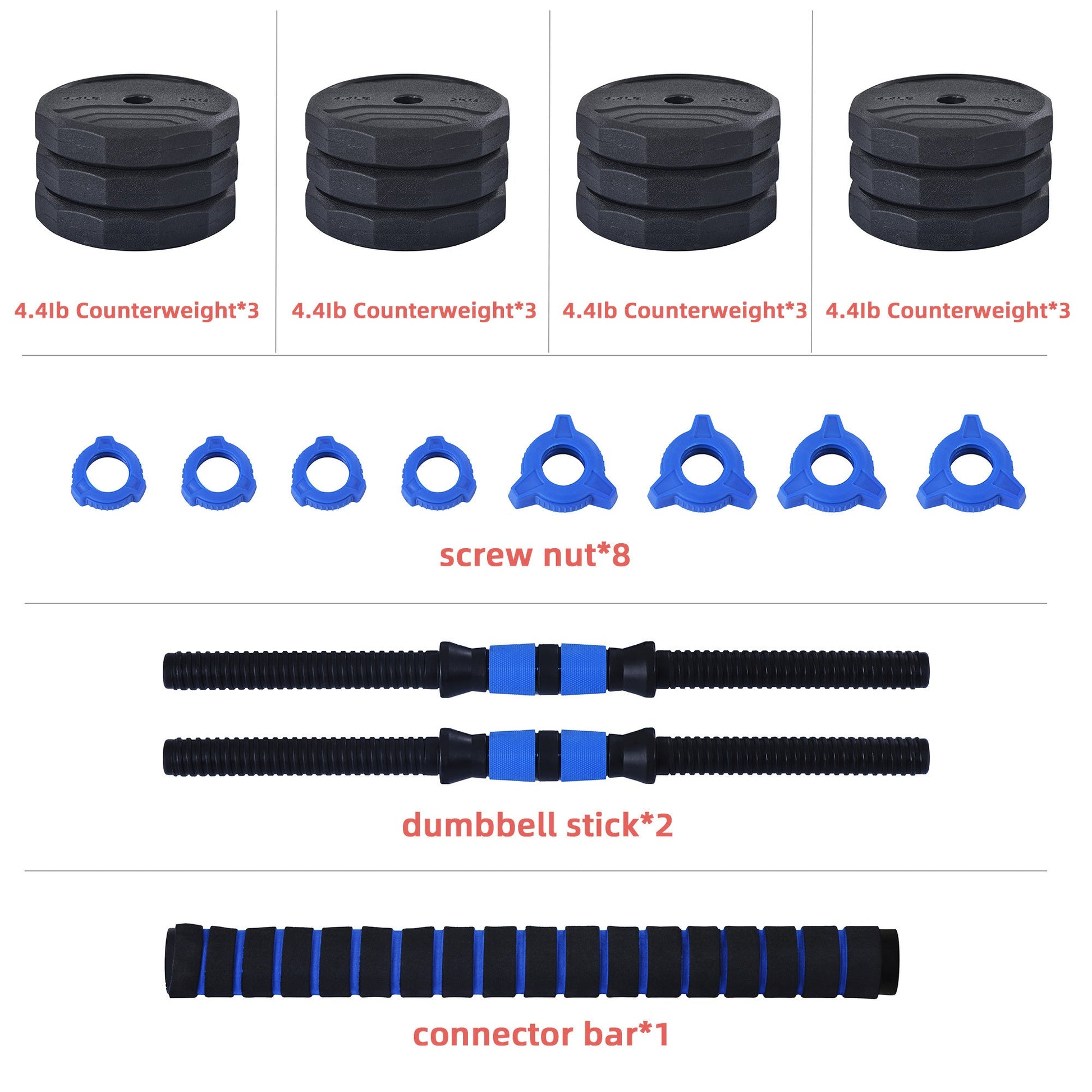 (Total 58lbs, 29lbs each) Adjustable Dumbbell Barbell Weight Pair TOTAL 58 LBS, Dumbells weights Set, Free Weights Dumbbells 2 in 1 sets with connector, Adjustable Weights Dumbbells Set for Home Gym THEGSND LLC