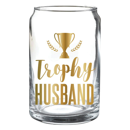 Trophy Husband Beer Glass with Gold Lettering | 15 oz. by The Bullish Store