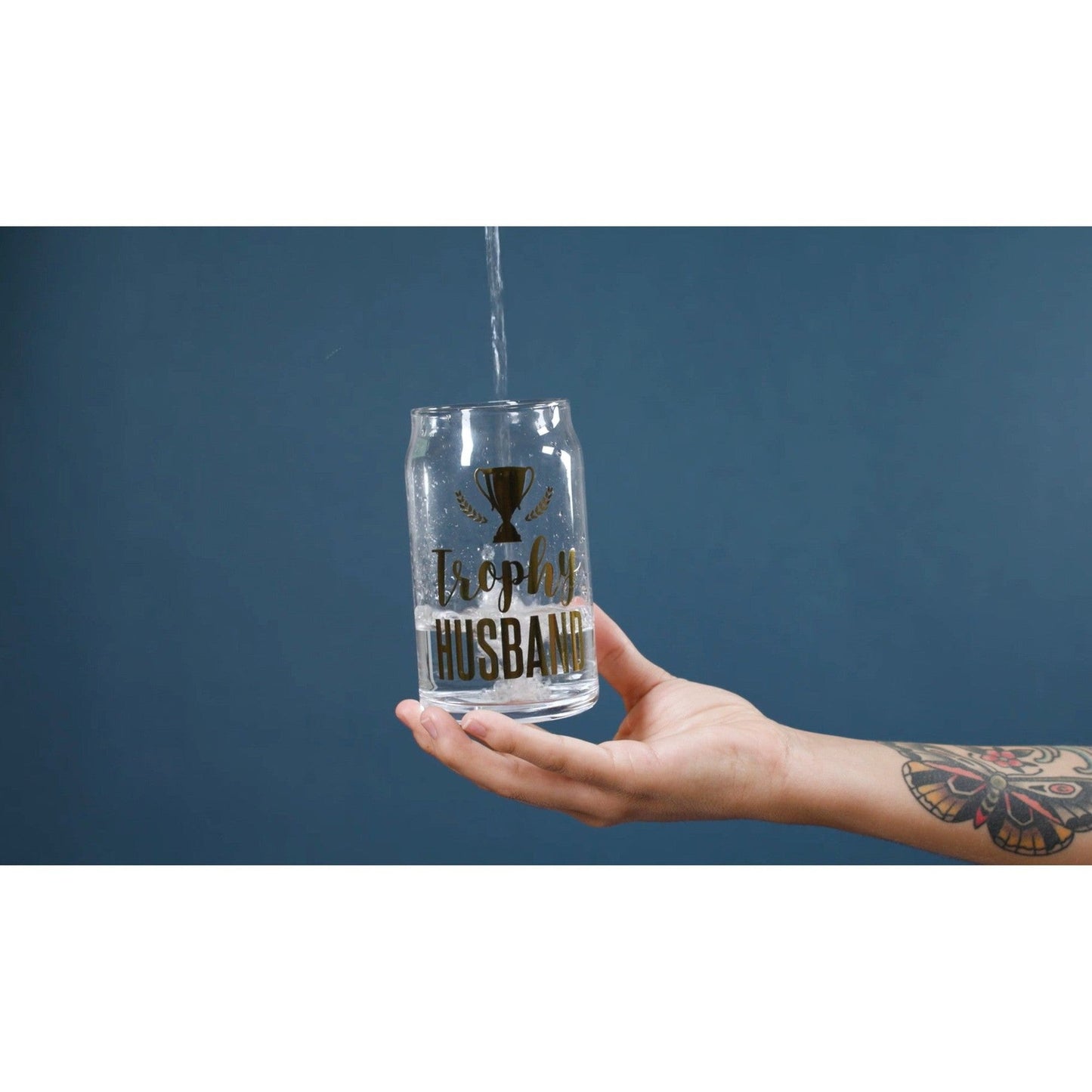 Trophy Husband Beer Glass with Gold Lettering | 15 oz. by The Bullish Store