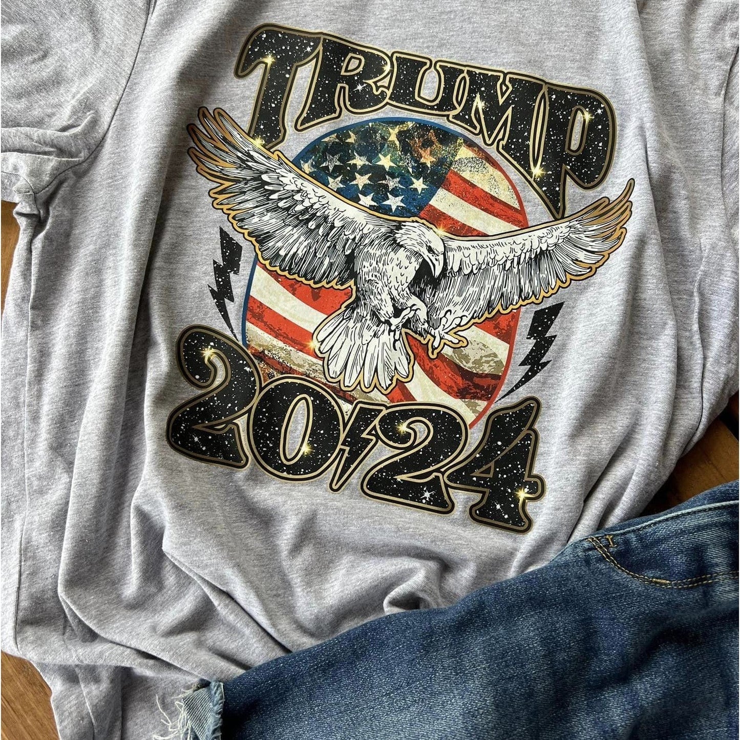 Trump 2024 Eagle Patriotic  -Tee by Crafty Casey's